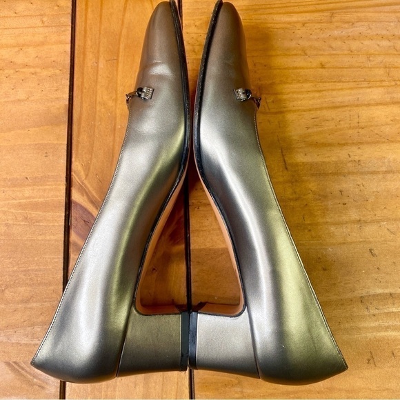 Vintage Salvatore Ferragamo pewter silver heeled almost flats 9.5 AAA - Picture 12 of 16